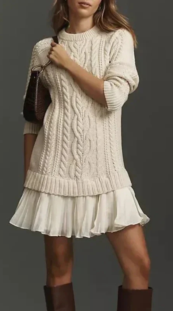 Fiona - Vestido de punto con falda plisada