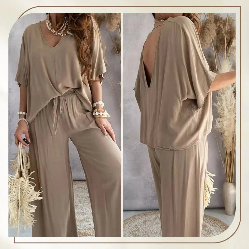 Leire - Conjunto de estilo diario de corte relajado de color liso