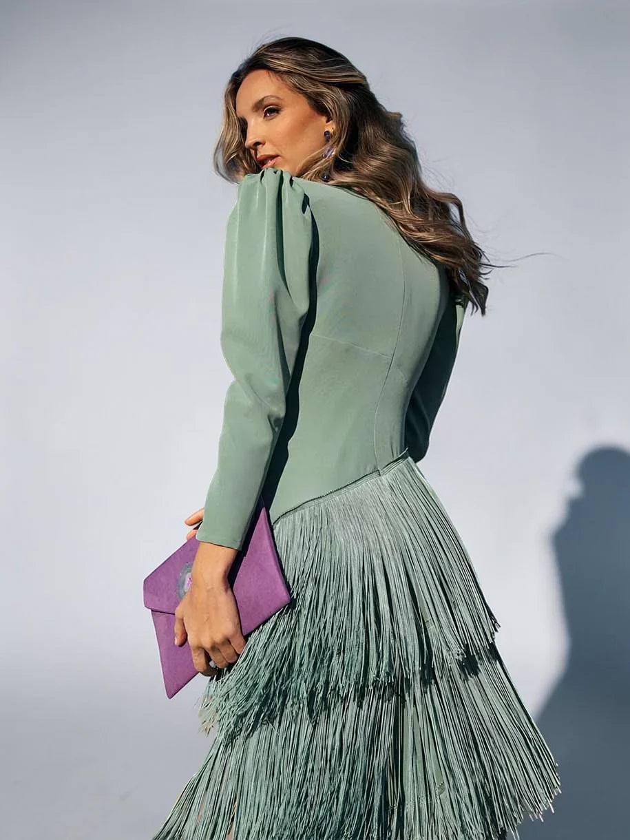Elodia - Vestido con Flecos Elegante