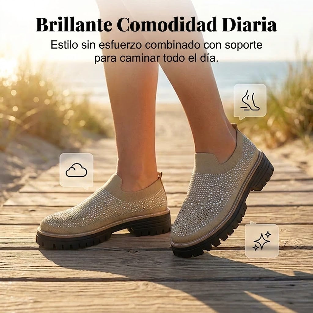 Lorena - Mocasines sin cordones con pedrería brillante