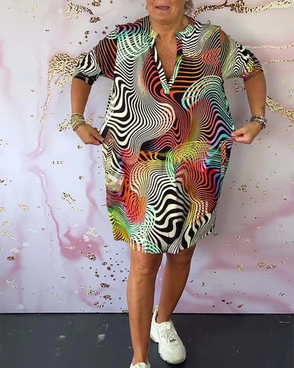 Briana - Vestido colorido con cuello en V