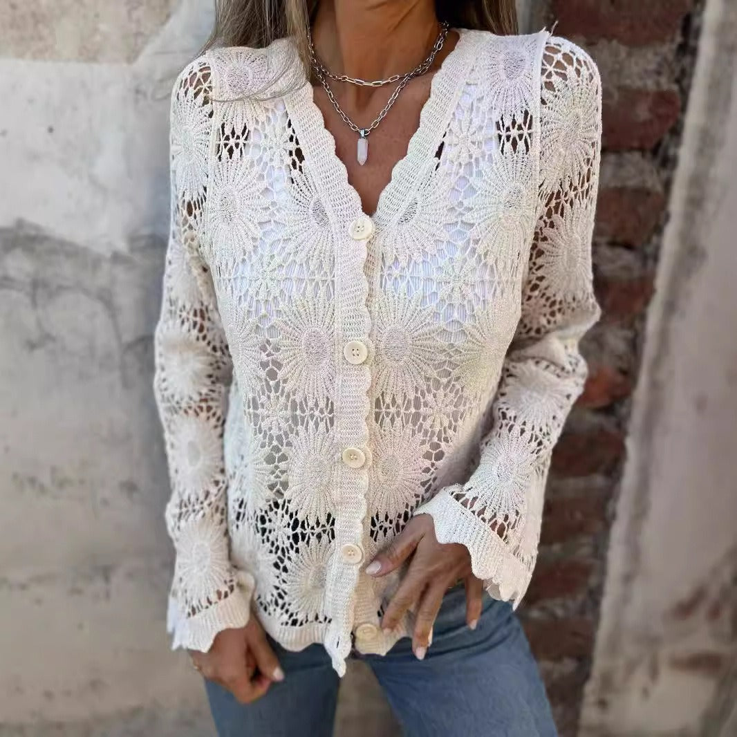 Marina - Cardigan de encaje con cuello en V