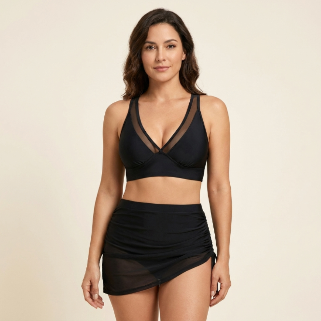 Sofía - Bikini con falda de tiro alto y efecto moldeador