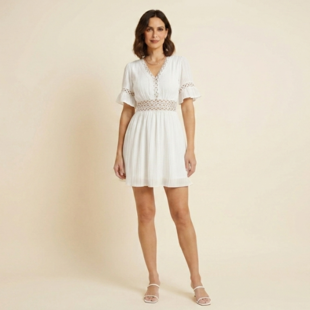 Elena - Vestido de verano cómodo con detalles de encaje