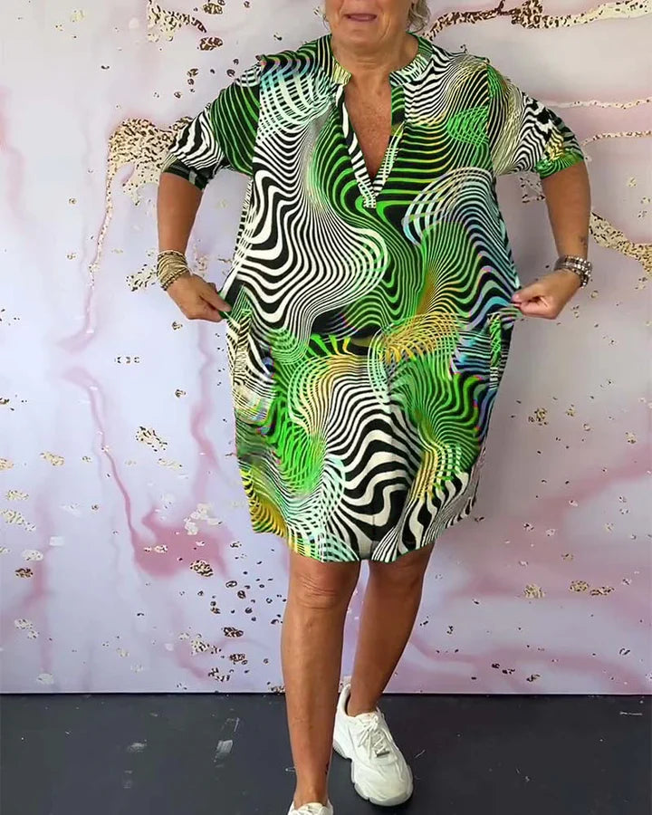 Briana - Vestido colorido con cuello en V