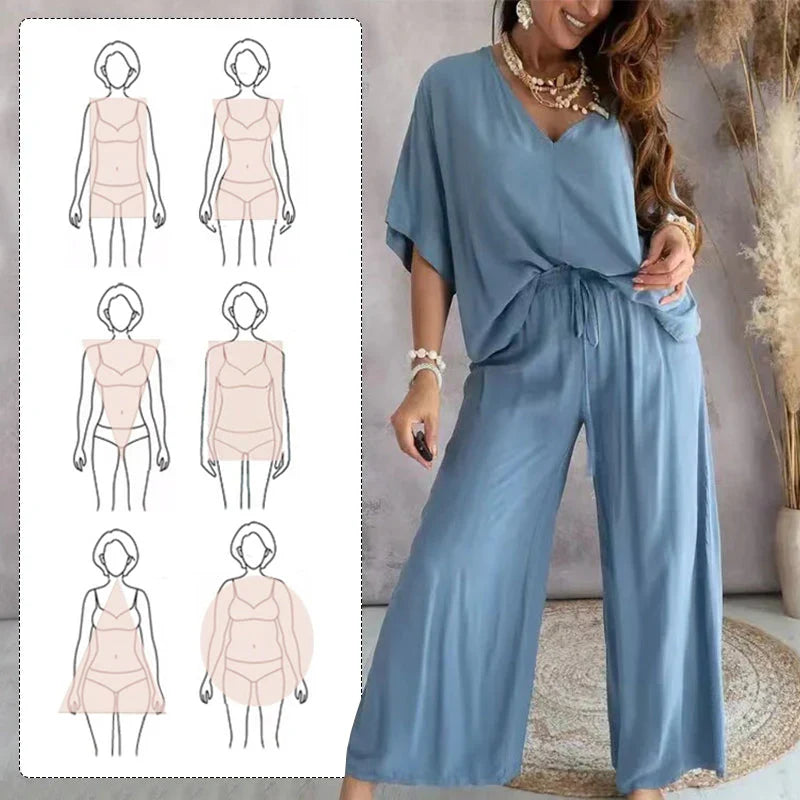 Leire - Conjunto de estilo diario de corte relajado de color liso