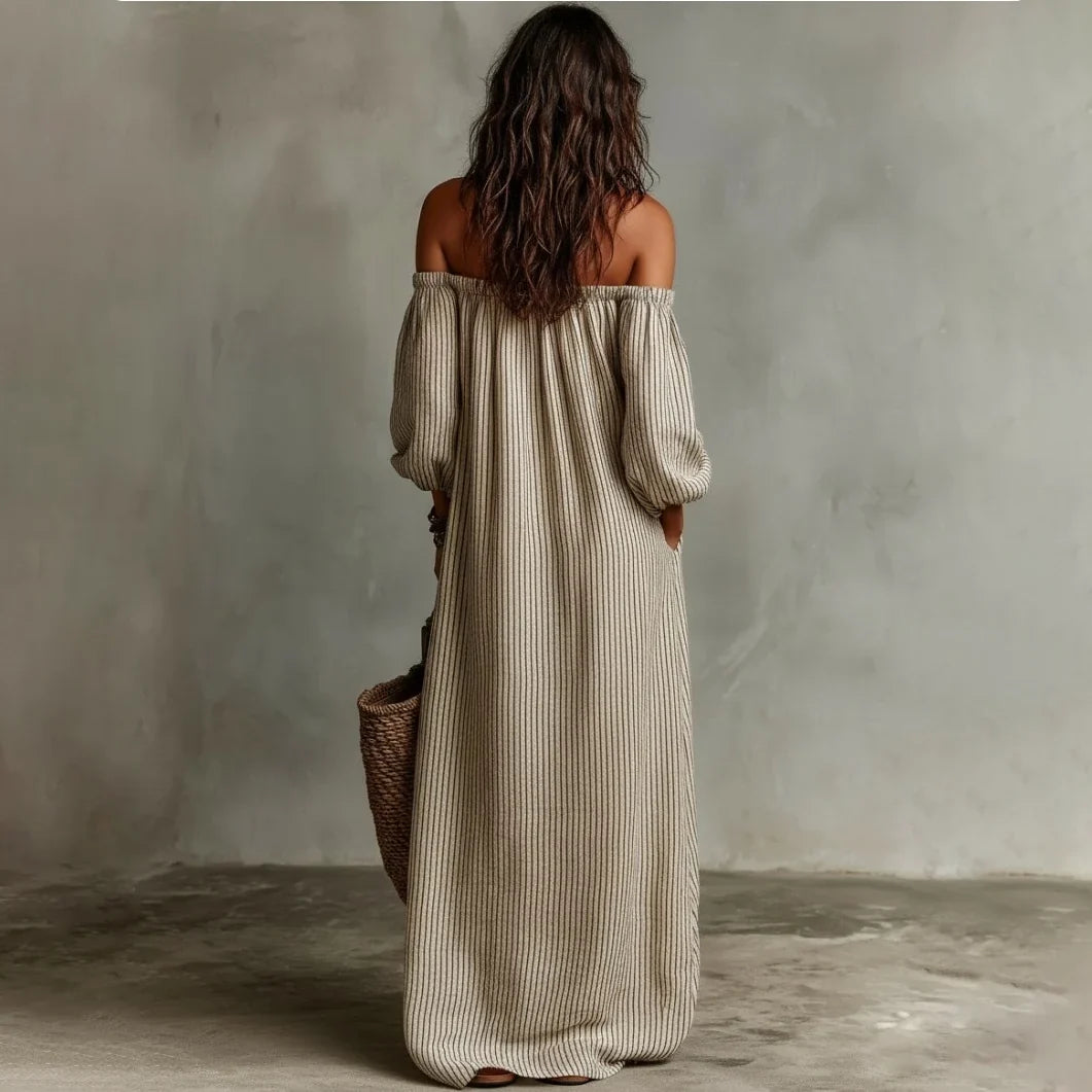 Selva - Vestido bohemio de escote de hombros al aire