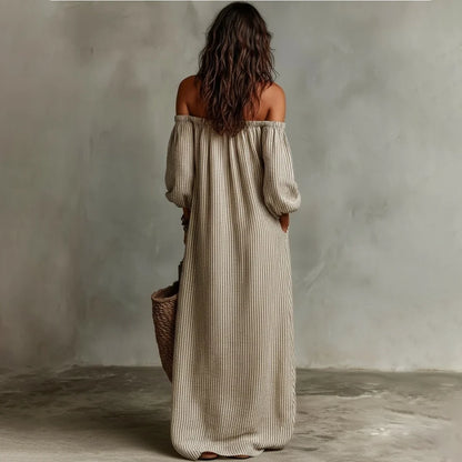 Selva - Vestido bohemio de escote de hombros al aire