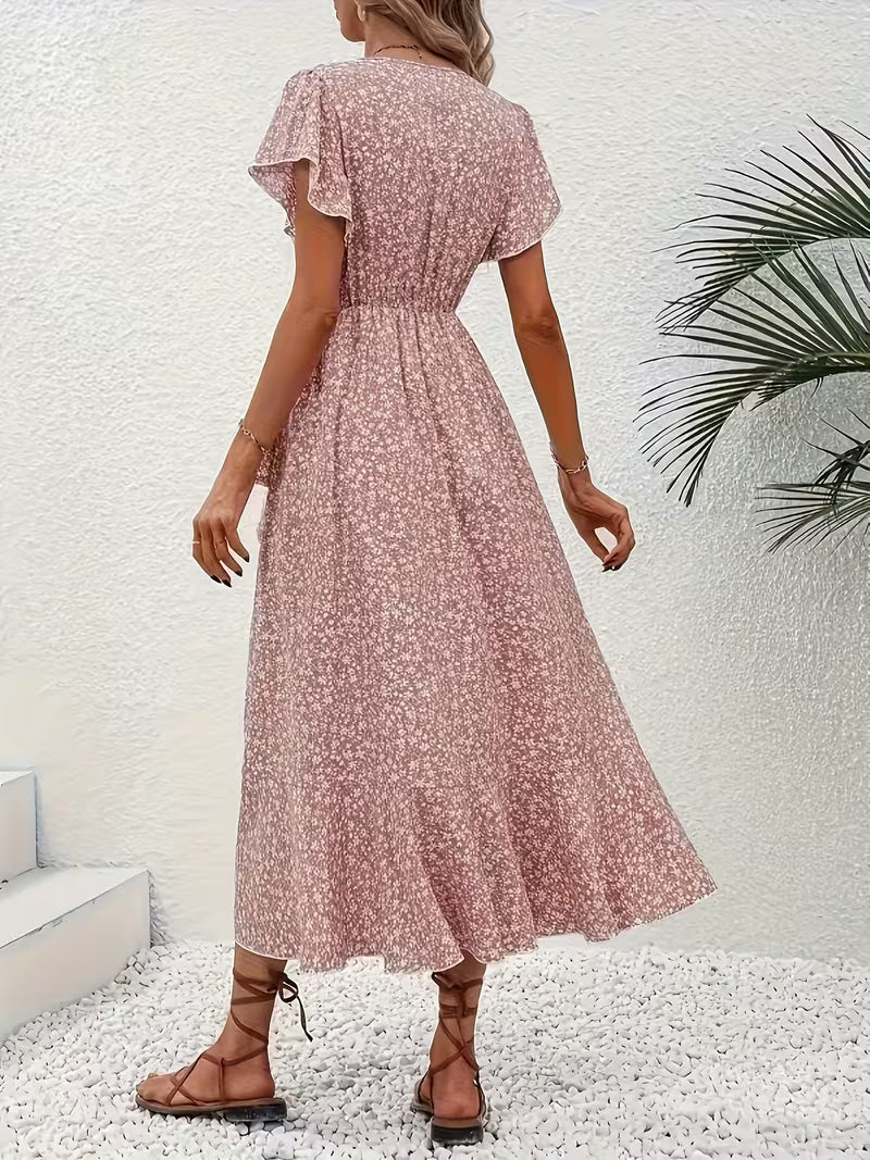 Claudia - Vestido floral cruzado con escote de pico
