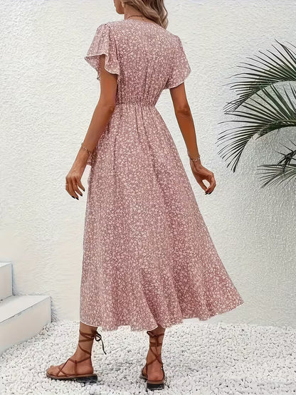 Claudia - Vestido floral cruzado con escote de pico