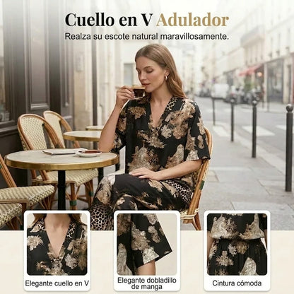 Patricia - Conjunto motivo con pantalón de caída ligera
