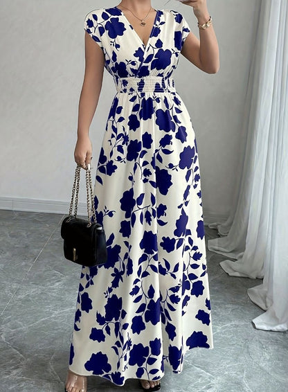 Belén - Vestido floral largo con escote de pico