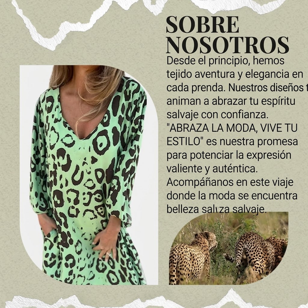 Valeria - Vestido Safari Chic con motivo de leopardo