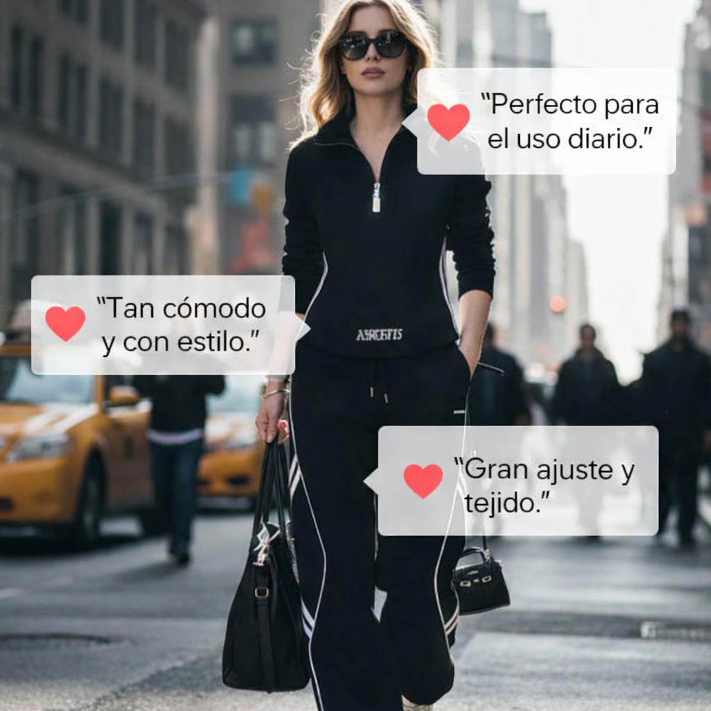 Tania - Conjunto deportivo de estilo diario con media cremallera