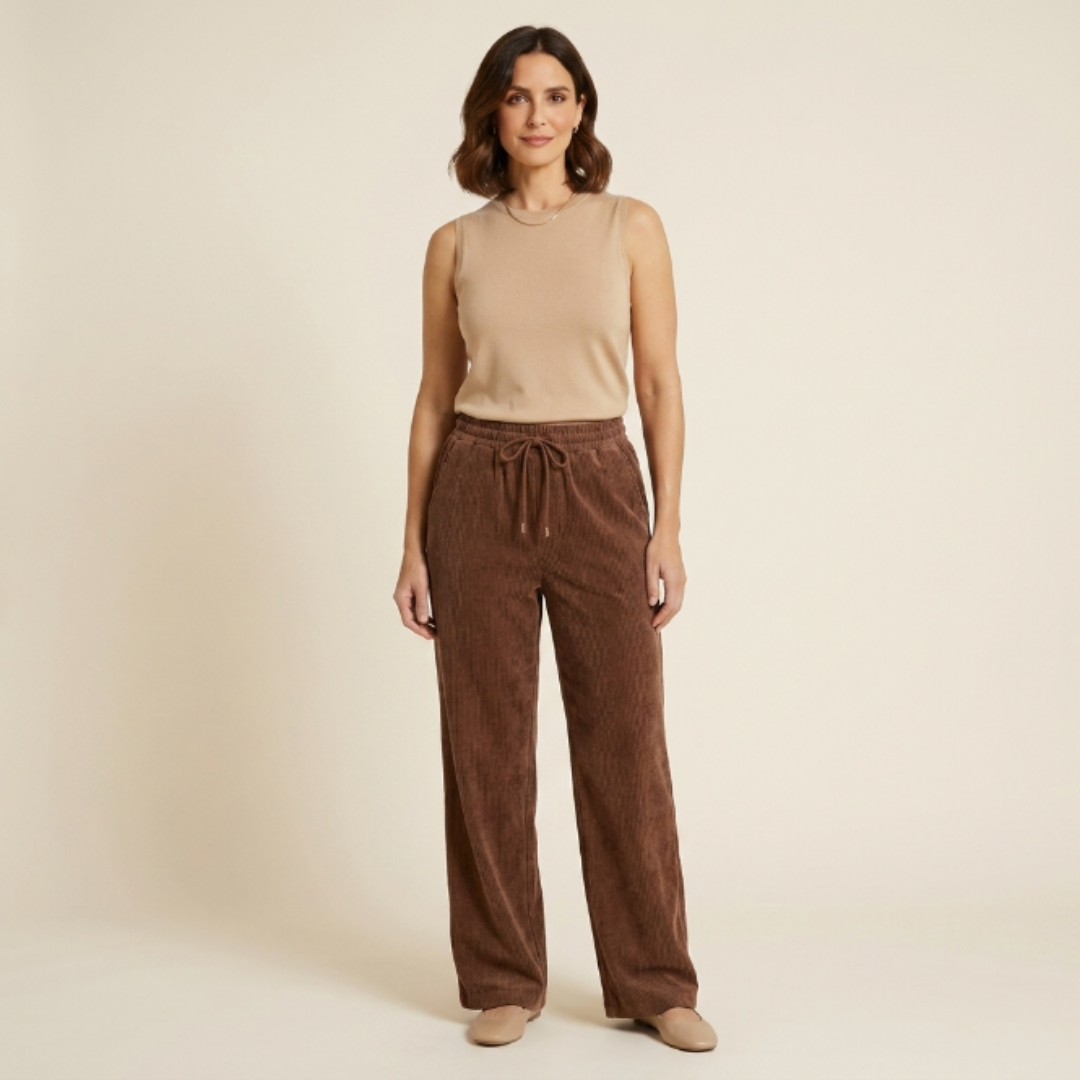 Estela - Pantalones de pana de corte relajado y desenfadados