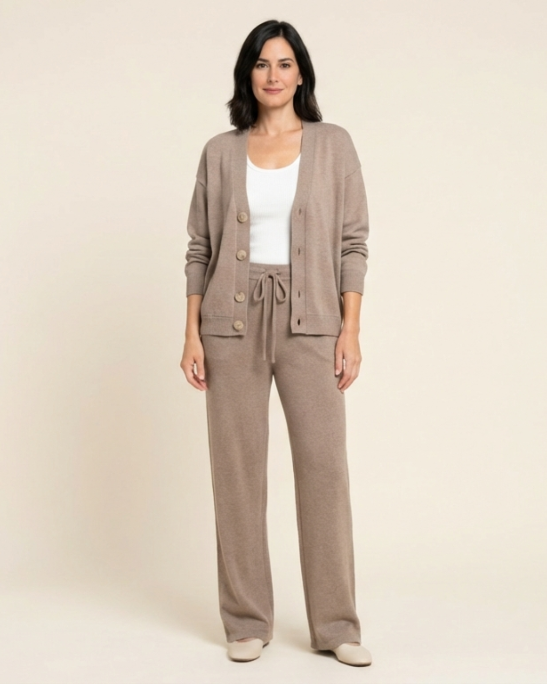 Olivia - Conjunto de cárdigan y pantalón de punto