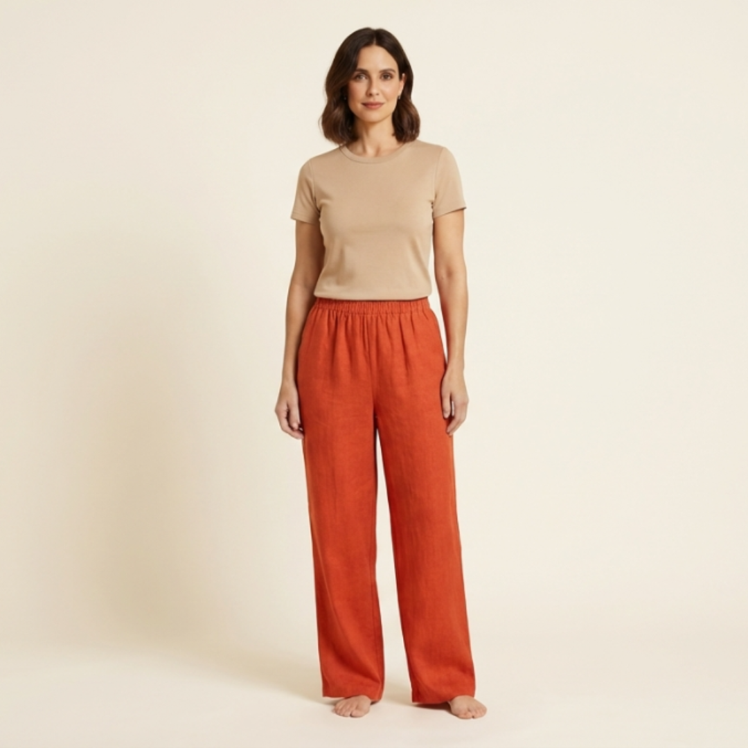 Elena - Pantalón de caída ligera de algodón y lino