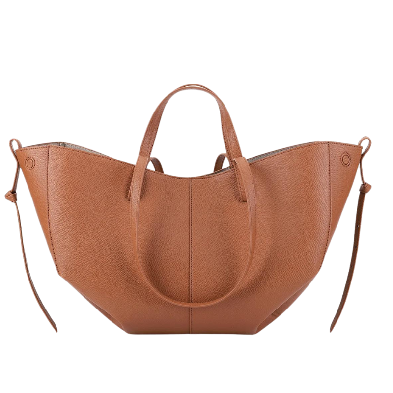 ÉLOISE - Bolso Tote Grande de Cuero granulado - Marrón - CARMEN VELVET