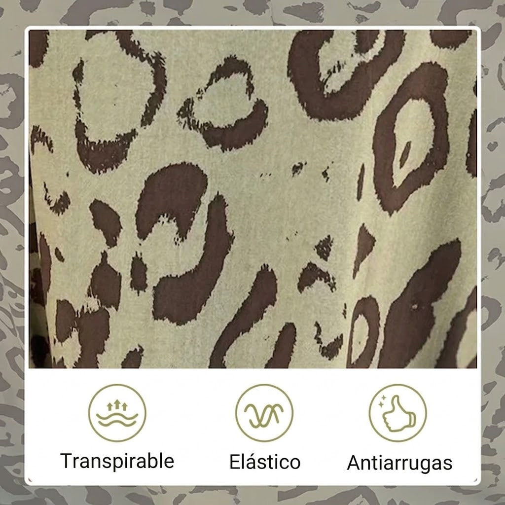 Valeria - Vestido Safari Chic con motivo de leopardo