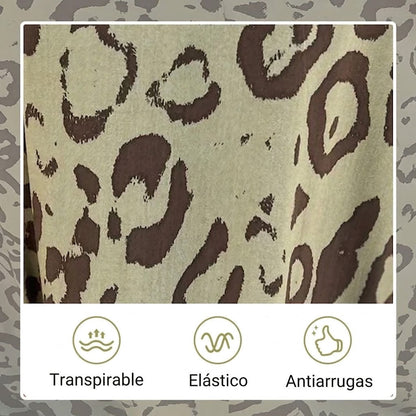 Valeria - Vestido Safari Chic con motivo de leopardo