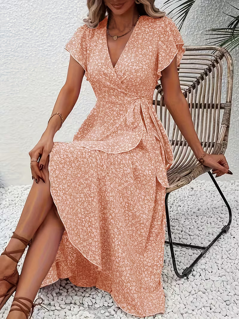 Claudia - Vestido floral cruzado con escote de pico