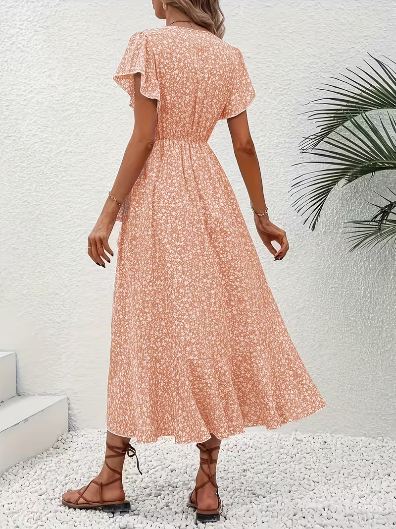 Claudia - Vestido floral cruzado con escote de pico