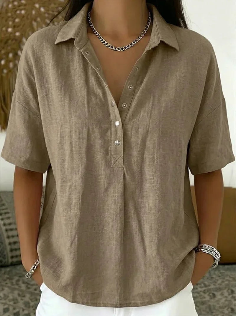 Carmen - Blusa con cuello y detalle de botones