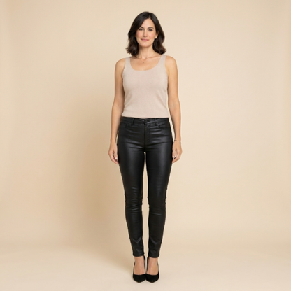 Celia - Pantalones ajustados efecto piel de tiro alto