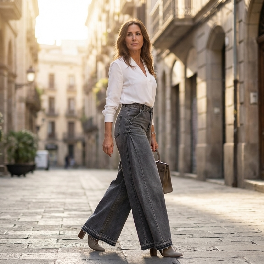Aitana - Vaqueros oversize de tiro alto y pernera amplia
