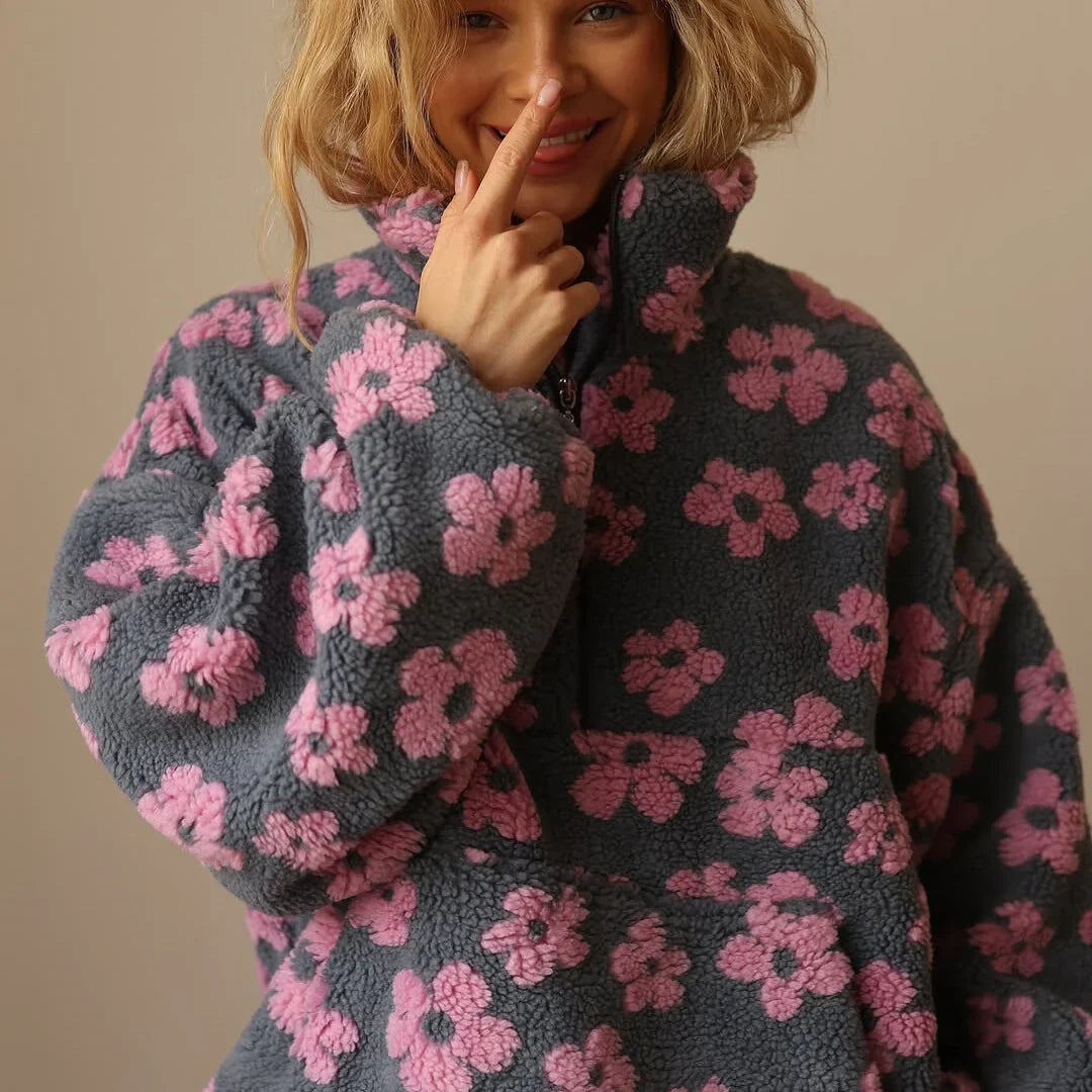 Violeta - Sudadera polar con motivo floral