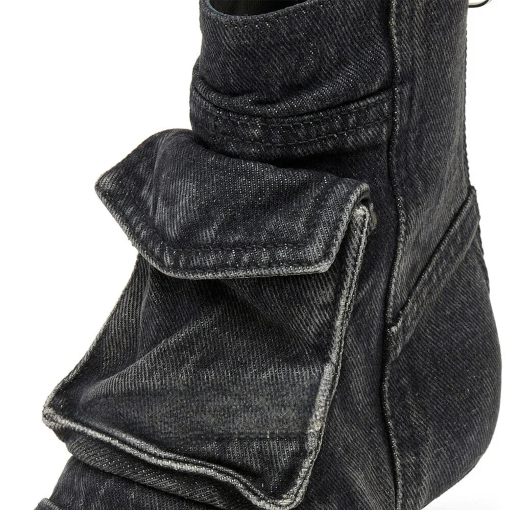 Teresa - Botines de diseño cargo en tejido tejano