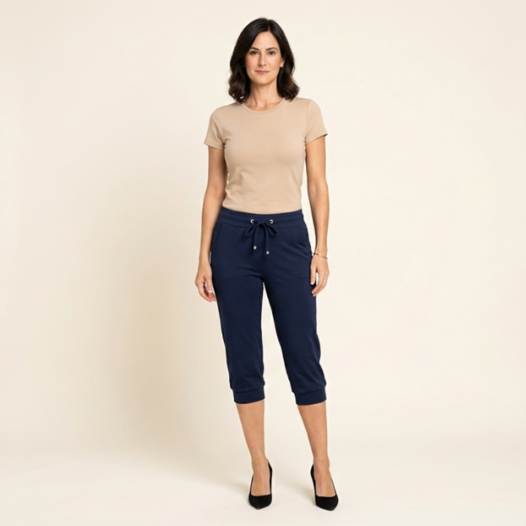 Selena - Pantalones capri con cordón en la cintura