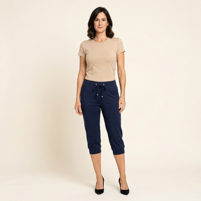 Selena - Pantalones capri con cordón en la cintura