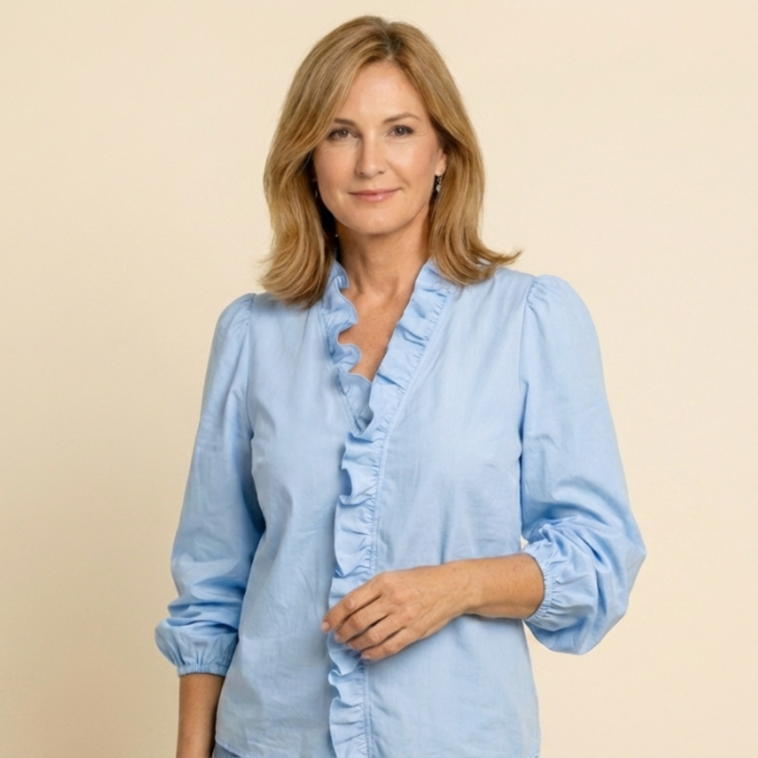 Victoria - Blusa de corte relajado con detalle de volantes y mangas farol