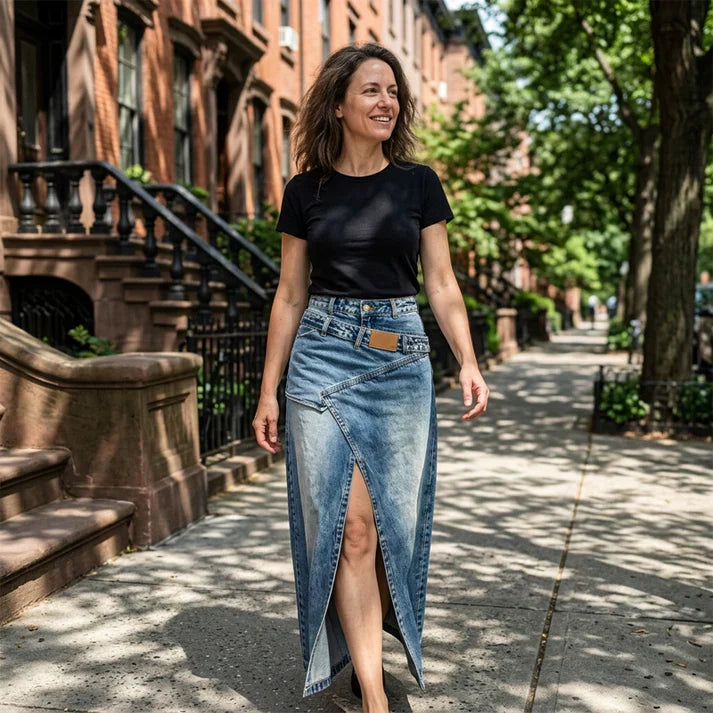 Violeta - Falda denim asimétrica