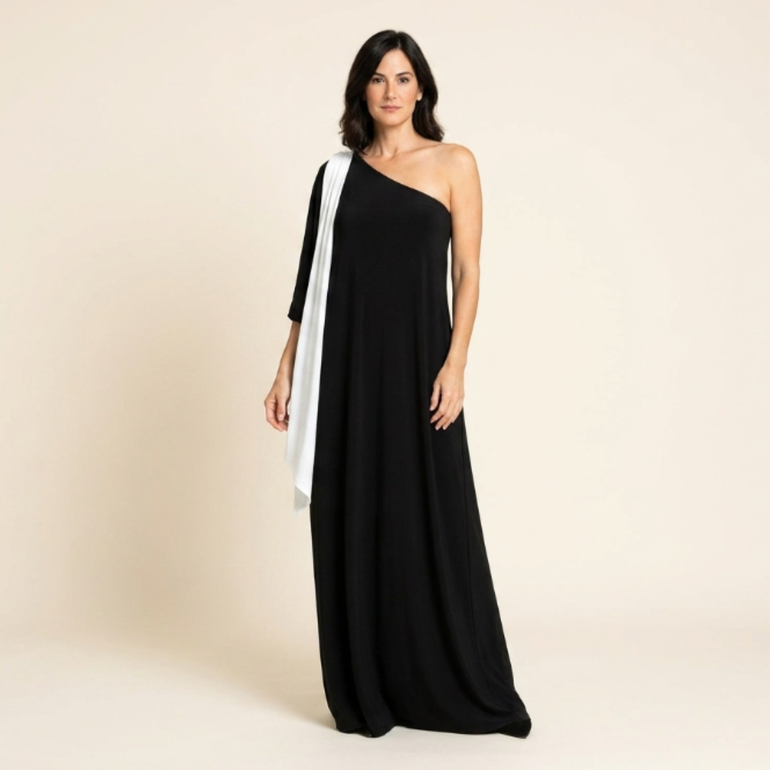 Lía - Vestido de un solo hombro y corte de corte relajado