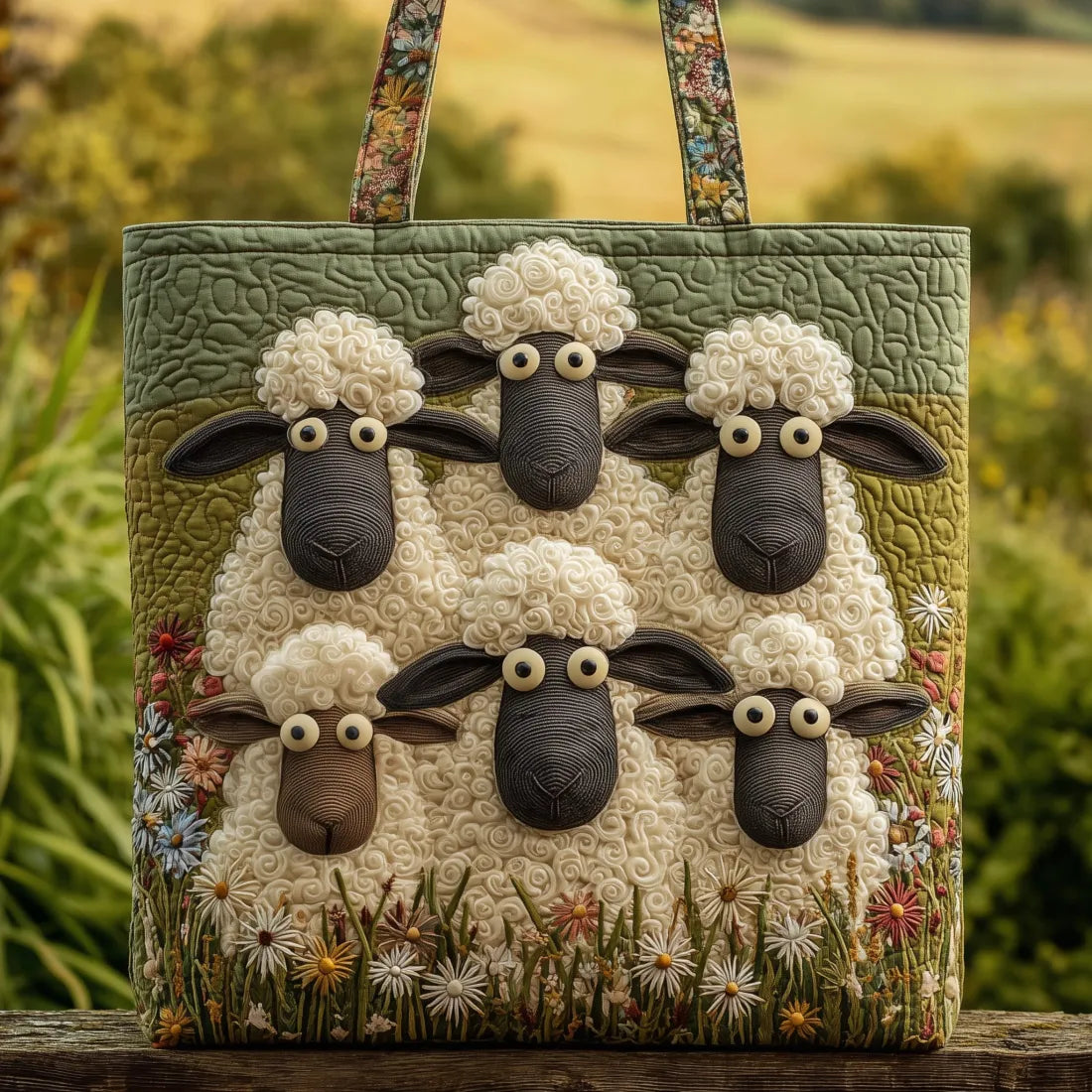 Gabriela - Bolso Artesanal con cinco Ovejas