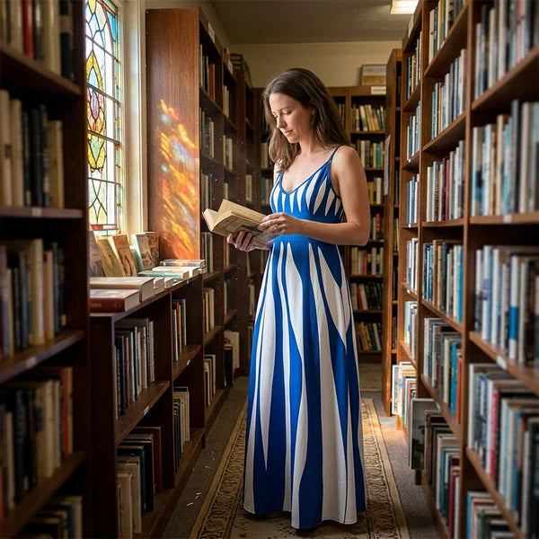 Clara - Vestido largo con motivo de rayas