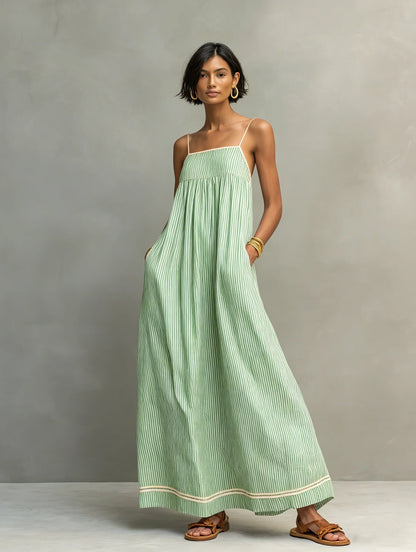 Carlota - Vestido largo con motivo de rayas