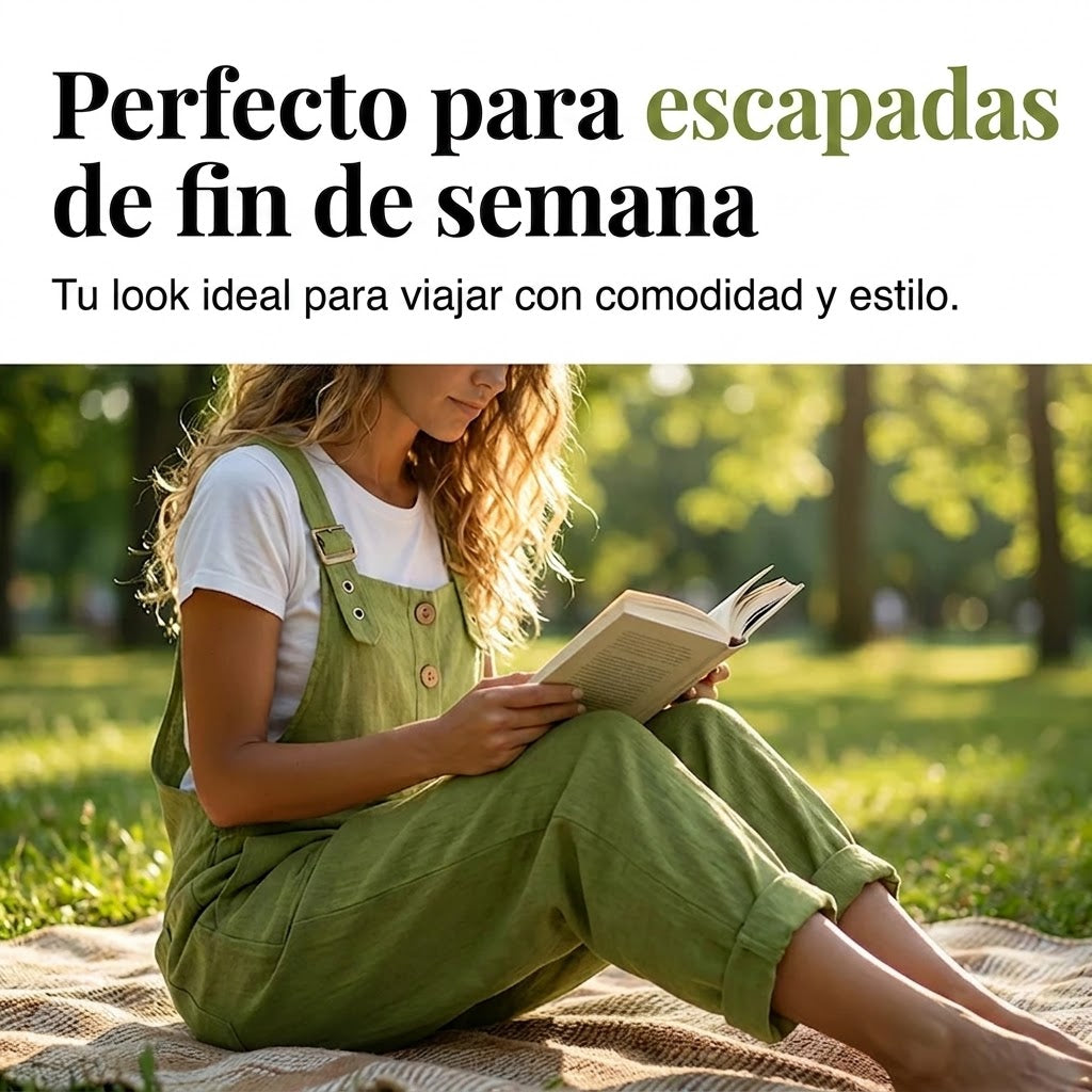 Cleo - Mono de estilo diario de tirantes con botones y ajuste de corte relajado