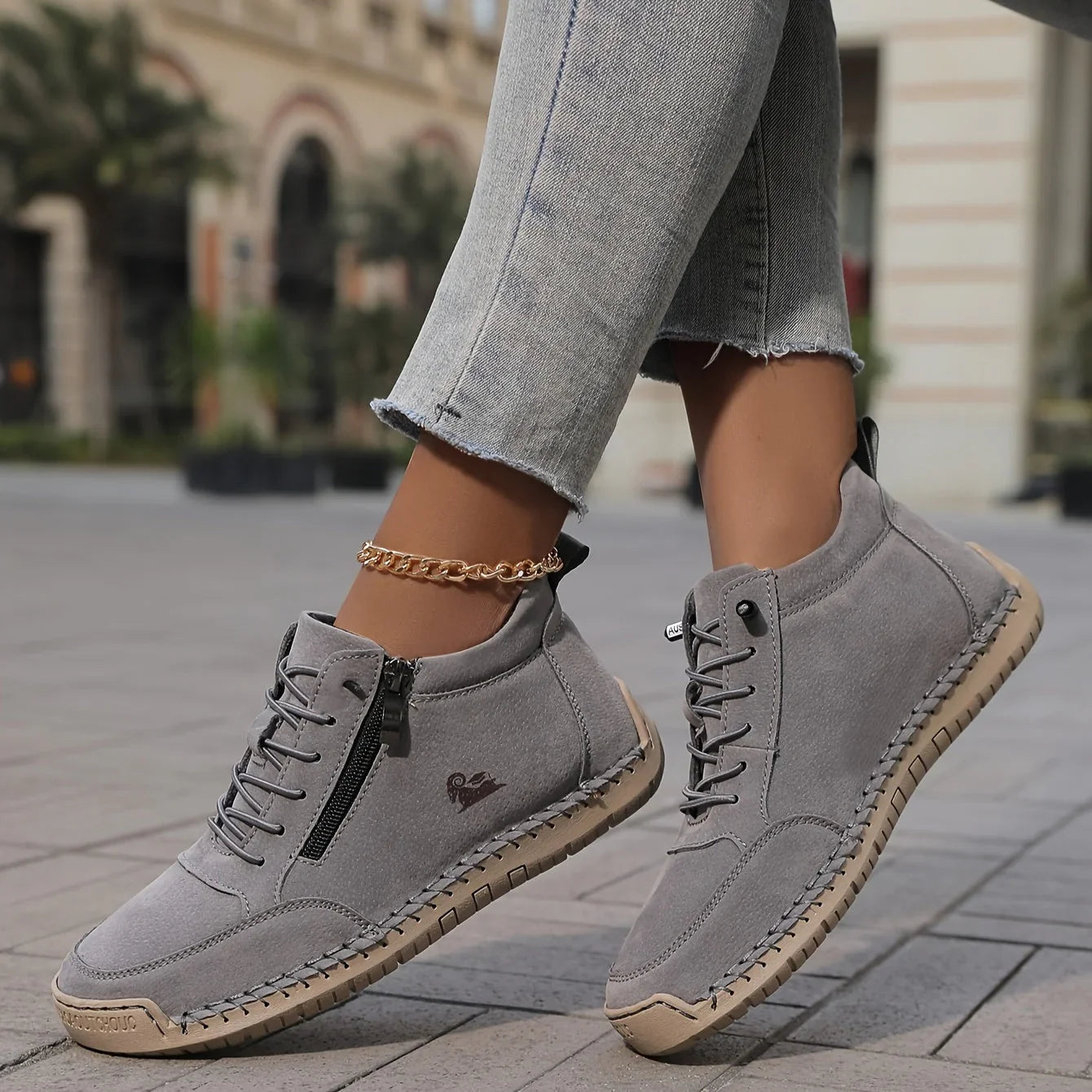Amaia - Zapatillas ergonómicas de confort diario con cremallera