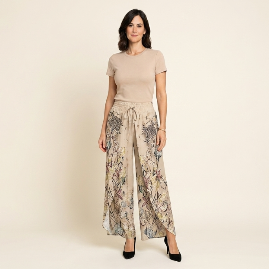 Mía - Pantalón de caída ligera motivo con cordón ajustable