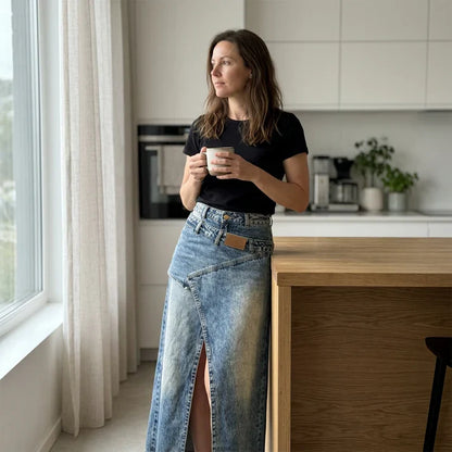 Violeta - Falda denim asimétrica