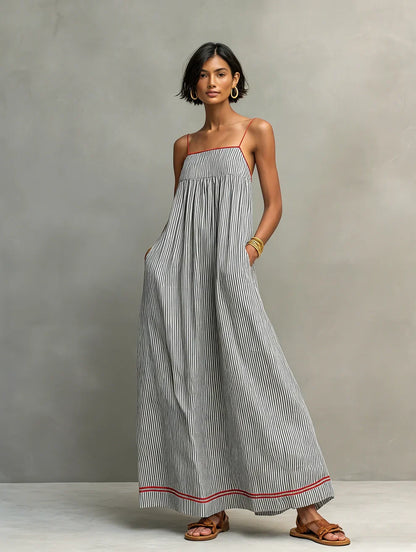 Carlota - Vestido largo con motivo de rayas
