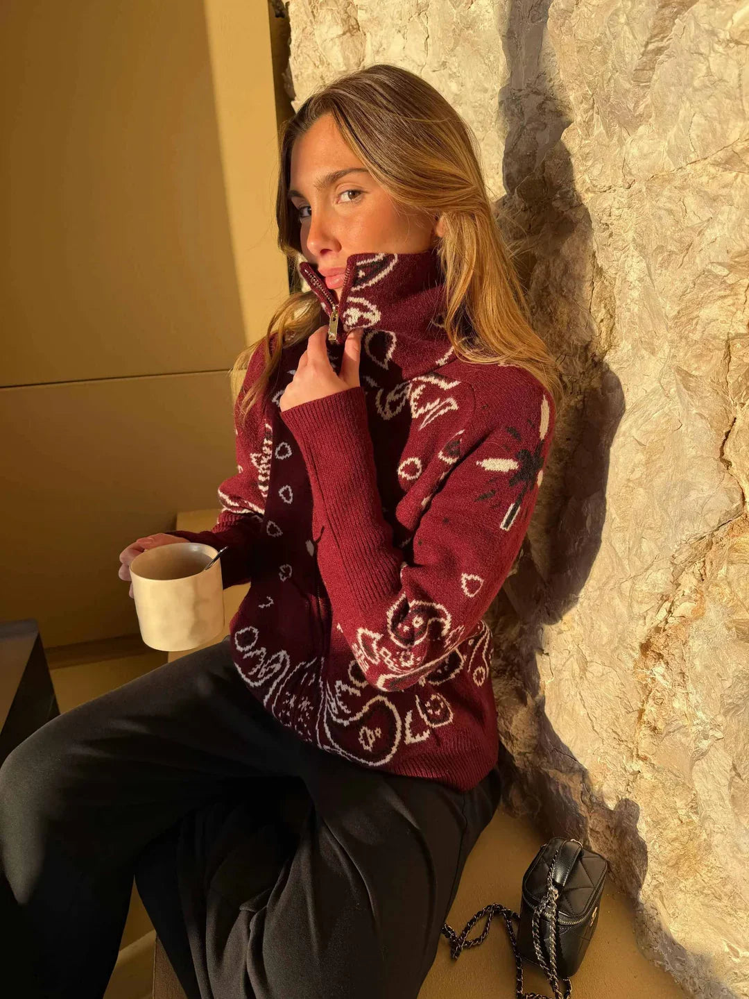Nina - Jersey de punto con cuello alto y cremallera