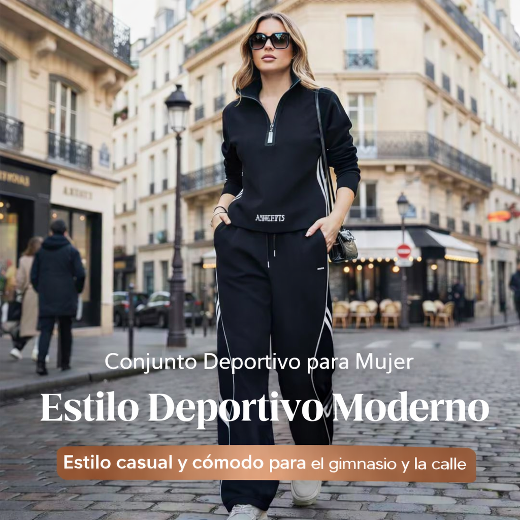 Tania - Conjunto deportivo de estilo diario con media cremallera