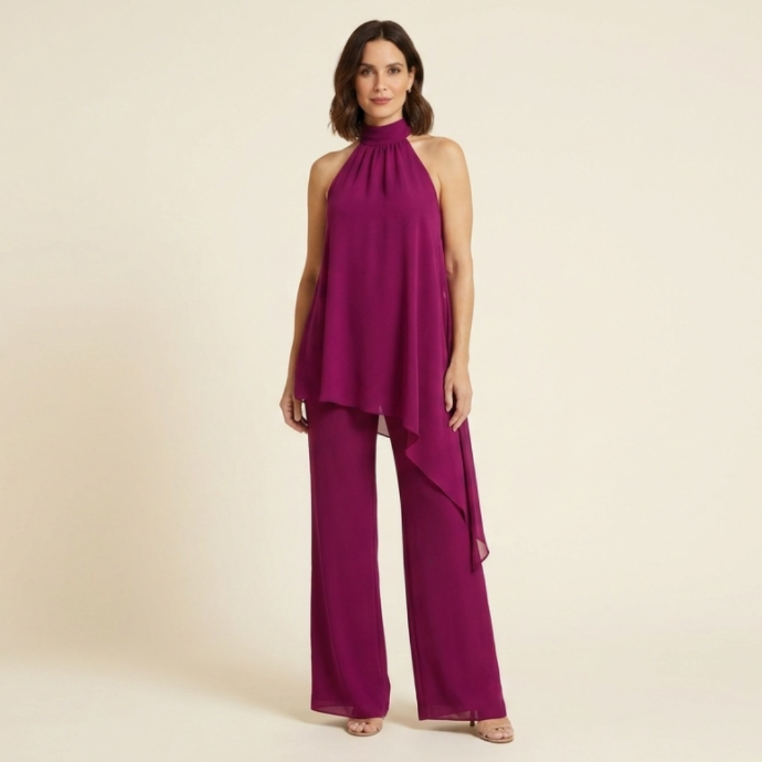 Elaina - Conjunto elegante halter con pantalón