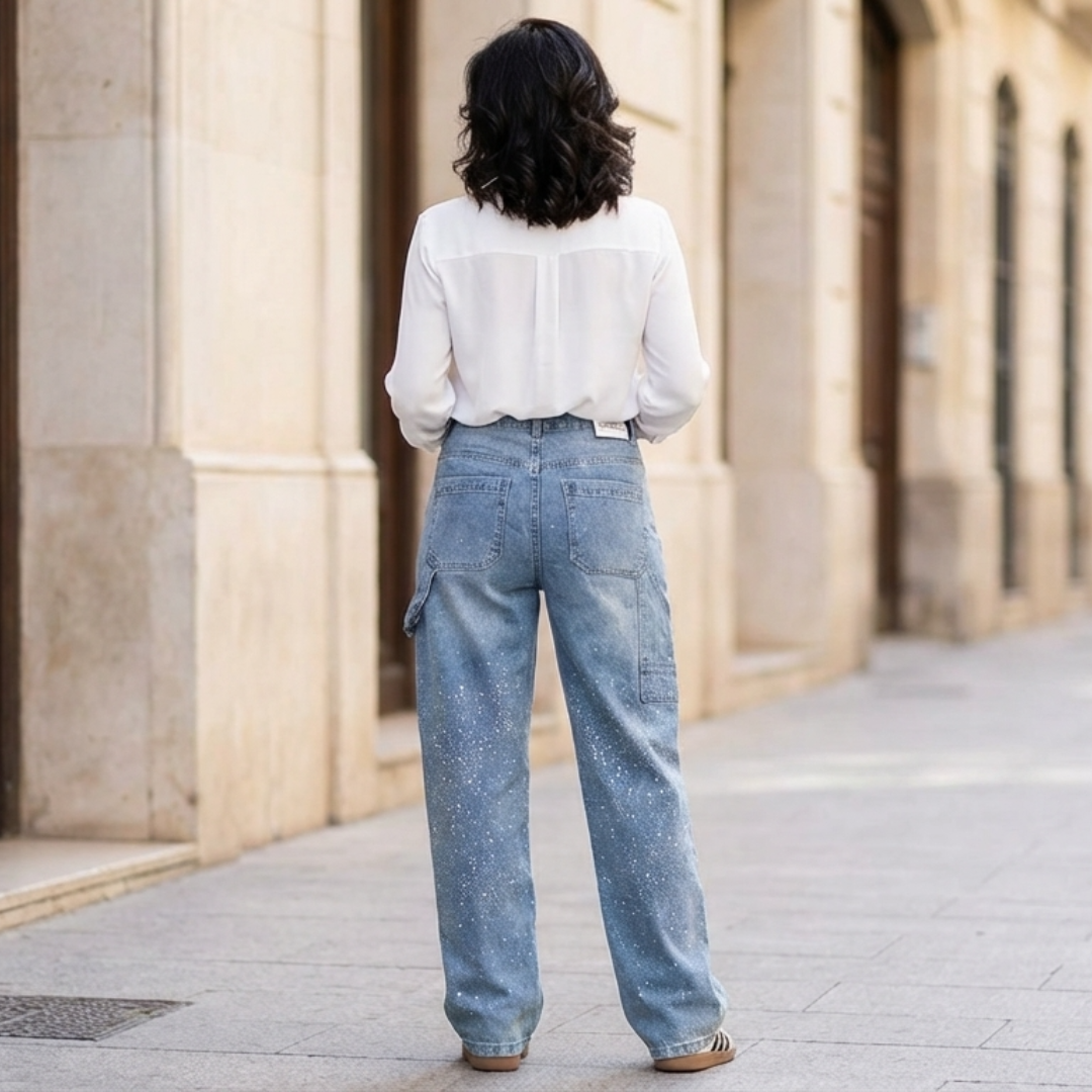 Aitana - Vaqueros anchos con detalles brillantes