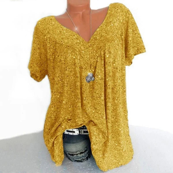 Nerea - Blusa estampada con escote de pico