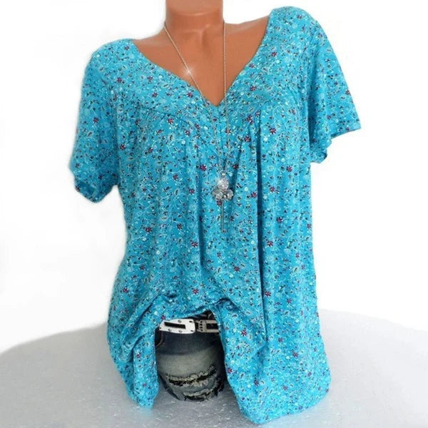 Nerea - Blusa estampada con escote de pico